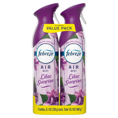 Febreze Odor-Fighting Air Freshener Lilac Sunrise - 2ct: Aerosol, Non-Powered