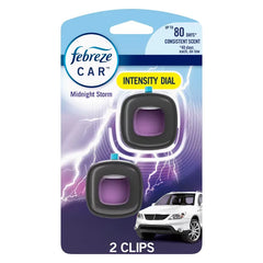 Febreze Car Air Freshener Vent Clip - Midnight Storm Scent - 0.13 fl oz/2pk: Adjustable Fragrance Setting, Disposable, Non-Powered