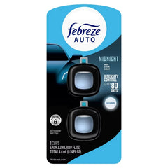 Febreze 2ct Car Auto Midnight: Vent Clips, Adjustable Scent, Phthalate-Free, Disposable, Oil-Based Freshener