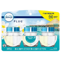Febreze Odor-Fighting Fade Defy Plug Air Freshener Refill - Bora Bora - 0.87 fl oz/3pk: Electric, Oil, Disposable