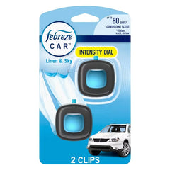 Febreze Car Air Freshener Vent Clip - Linen & Sky Scent - 0.13 fl oz/2pk: Oil Form, Non-Powered, Disposable