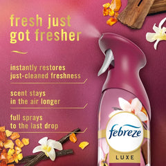 Febreze Luxe Air Mist - Vanilla Suede - 8.1oz: Disposable, Aerosol, Non-Powered
