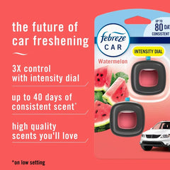 Febreze Car Air Freshener - Sweet Watermelon Vine - 2ct: Oil, Disposable, Adjustable Fragrance Setting