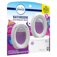 Febreze Gain Moonlight Breeze Bathroom Air Freshener - 2ct: Oil, Dye-Free, Phthalate-Free, Non-Powered