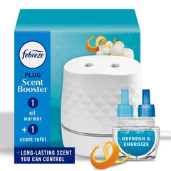 Febreze Plug Scent Booster Refresh & Energize Starter Kit: Electric Oil Air Fresheners, 2 Pack