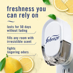 Febreze Kitchen Fade Defy Plug Air Freshener - Fresh Lemon - 2pk: Electric, Adjustable Fragrance Setting, 1.75 oz