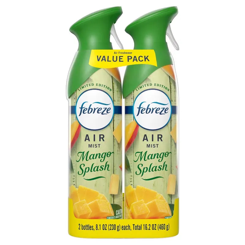 Febreze Odor-Fighting Air Freshener Mango Splash - 2ct: Aerosol, Non-Powered