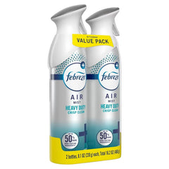 Febreze Odor-Fighting Heavy Duty Air Freshener - Crisp Clean - 16.2oz/2pk: Dye-Free, Phthalate-Free
