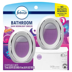 Febreze Gain Moonlight Breeze Bathroom Air Freshener - 2ct: Oil, Dye-Free, Phthalate-Free, Non-Powered