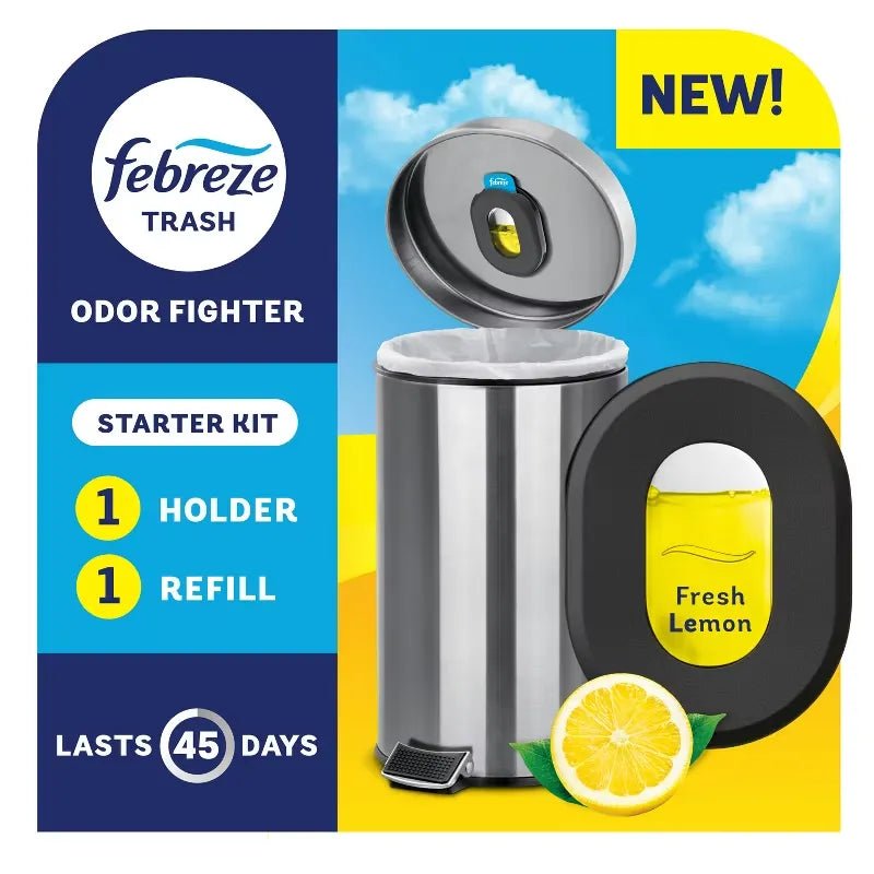 Febreze Trash Fresh Lemon Air Freshener Starter Kit: Non-Powered, Oil, 2-Pack, 0.16 oz