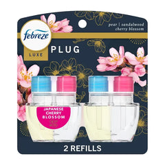 Febreze Dual Plug Air Freshener Refill Plug -Japanese Cherry Blossom - 1.75 fl oz/2pk: Disposable, Adjustable Fragrance Setting, Dye-Free