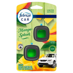 Febreze Car Air Freshener Vent Clip Mango Splash - 2ct: Oil, Non-Powered